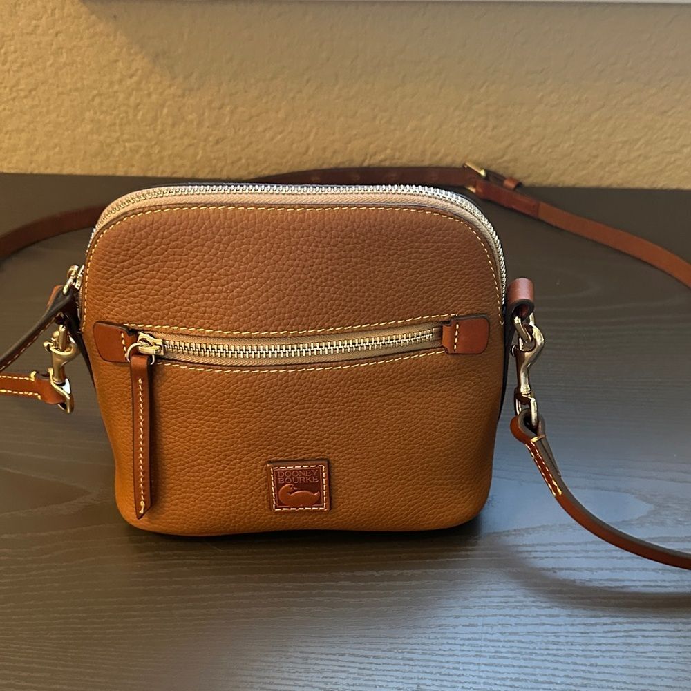 Dooney & Bourke Brown Pebbled Leather Crossbody Bag Adjustable Strap